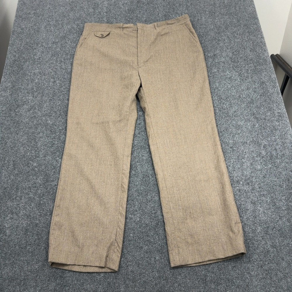 Vintage Haggar Dress Pants Mens 41x30‎ Brown Wool Flat Front Made in USA Classic